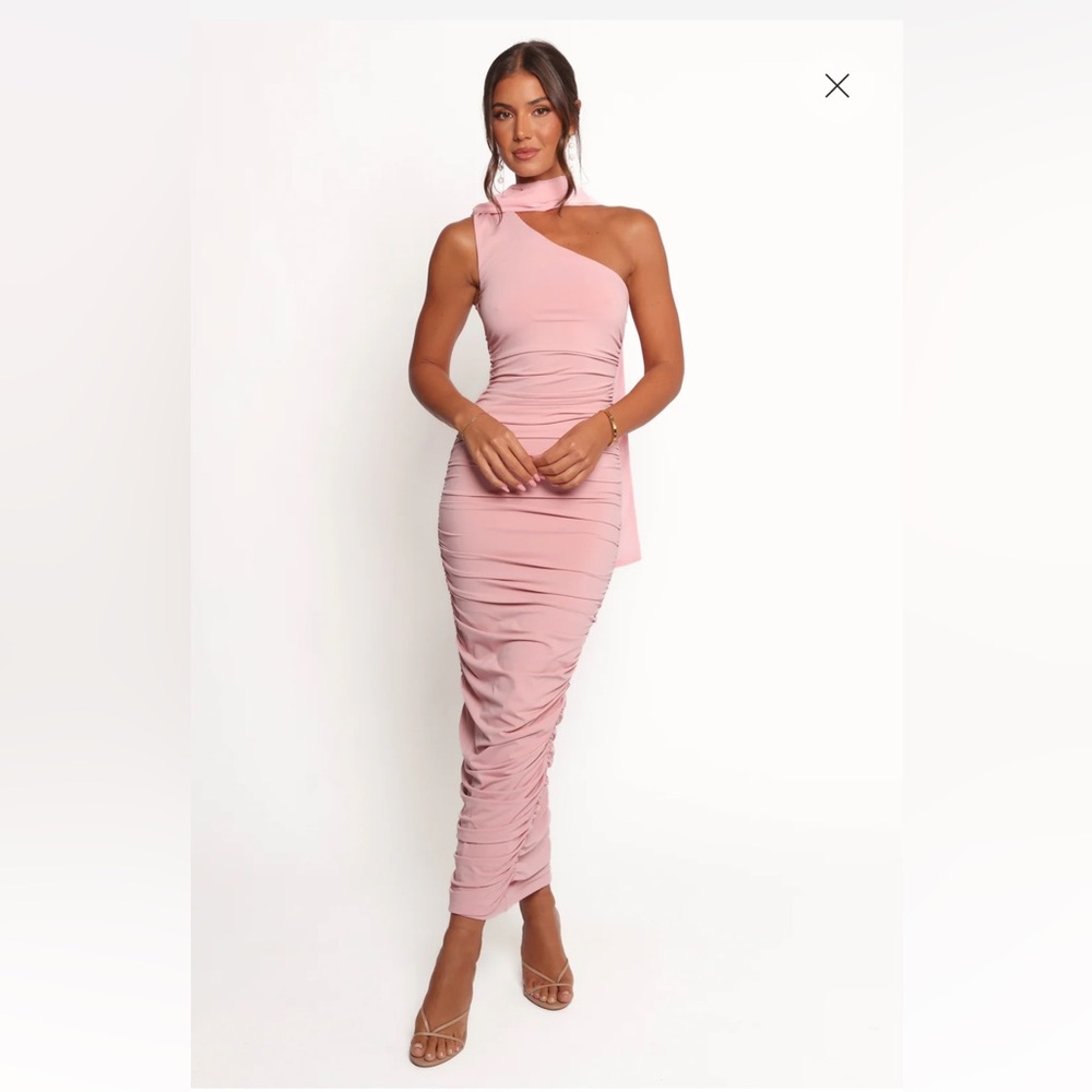 Elegant Pink Ruched Dress XS